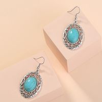 Bohemian Turquoise Earrings Hollow Oval Classical Elegant Ethnic Retro Jewelry Wholesale Nihaojewelry main image 5
