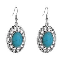 Bohemian Turquoise Earrings Hollow Oval Classical Elegant Ethnic Retro Jewelry Wholesale Nihaojewelry main image 6
