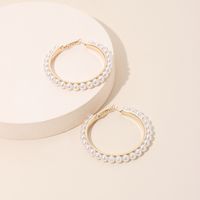 Mode Exagérée Géométrique Grand Cercle Perle Marée Boucles D&#39;oreilles De Mode Bijoux D&#39;oreille Pour Les Femmes main image 1