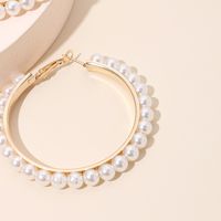 Mode Exagérée Géométrique Grand Cercle Perle Marée Boucles D&#39;oreilles De Mode Bijoux D&#39;oreille Pour Les Femmes main image 3