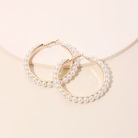 Mode Exagérée Géométrique Grand Cercle Perle Marée Boucles D&#39;oreilles De Mode Bijoux D&#39;oreille Pour Les Femmes main image 4