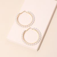 Mode Exagérée Géométrique Grand Cercle Perle Marée Boucles D&#39;oreilles De Mode Bijoux D&#39;oreille Pour Les Femmes main image 5