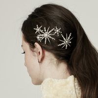 Nouvelle Mode Rétro Fleur Perle Épingle À Cheveux Créative Lumière Étoile Strass Épingle À Cheveux En Gros main image 2