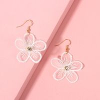 Retro Soft Cute Girl Chiffon Lace Flower Diamond Simple Earrings Wholesale Nihaojewelry main image 6