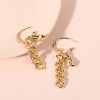 Simple Twist Chain Pendant Earrings Exaggerated Antique Metal Earrings Wholesale Nihaojewelry main image 5