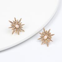 New Fashion Alloy Simple Sunflower Pearl Earrings For Women Wholesale main image 4