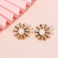 Fashion Design Jewelry Alloy Dandelion Boho Style Flower Pearl Earrings For Women main image 2