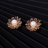 Fashion Design Jewelry Alloy Dandelion Boho Style Flower Pearl Earrings For Women main image 3