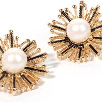 Fashion Design Jewelry Alloy Dandelion Boho Style Flower Pearl Earrings For Women main image 5