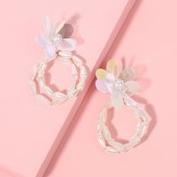 Glass Flower Earrings Korean Simple Geometric Circle Pearl Earrings Wholesale Nihaojewelry main image 3