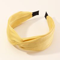 New Retro Fashion Cross Wide Side Knotted Pure Color Fabric Pearl  Hairband sku image 1