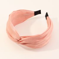 New Retro Fashion Cross Wide Side Knotted Pure Color Fabric Pearl  Hairband sku image 2