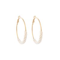 Ig Style Alloy Knitting Miyuki Beads Women's Hoop Earrings sku image 2