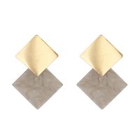 Fashion Square Geometric Diamond Hot Sale Metal Brushed Women's Earrings sku image 3