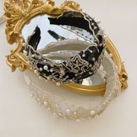 Korean Pearl New Lace Knotted Headband Wide-sided Retro Hair Bundle Wholesale Nihaojewelry main image 1
