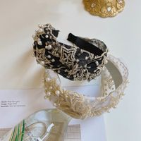 Korean Pearl New Lace Knotted Headband Wide-sided Retro Hair Bundle Wholesale Nihaojewelry main image 6