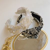 Korean Pearl New Lace Knotted Headband Wide-sided Retro Hair Bundle Wholesale Nihaojewelry main image 4