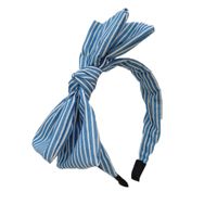 Korean Simple Double-layer Bow-knot Denim  Striped Floral Wide-brim Headband Wholesale Nihaojewelry main image 3