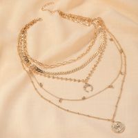 New Bohemian Style 5-layer Retro Long Idol Coin Pendant  Multilayer Alloy Necklace Wholesale main image 3