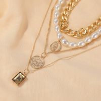Hot Sale Vintage Coins Gem Baroque Multilayer Alloy Pearl Necklace Long Sweater Chain main image 4