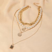 Hot Sale Vintage Coins Gem Baroque Multilayer Alloy Pearl Necklace Long Sweater Chain main image 5