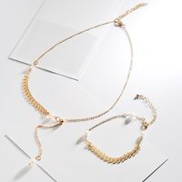 Korean Version Of The Hot Sale Alloy Niche Pearl Necklace Sexy Fishbone Chainwomen's Simple Wheat Ear Clavicle Chain main image 4