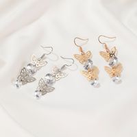 New Creative Hollow Butterfly Earrings Style Long Zircon Butterfly Earrings Wholesale Nihaojewelry main image 3