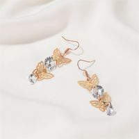 New Creative Hollow Butterfly Earrings Style Long Zircon Butterfly Earrings Wholesale Nihaojewelry main image 5
