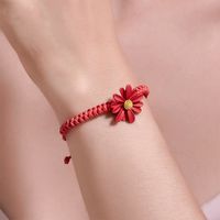 Simple Small Daisy Korean Hand-woven Red Rope Students Alloy Bracelet main image 1