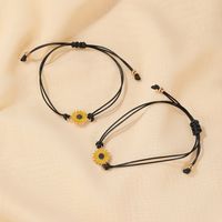 Summer Couple Daisy Simple Black Rope Alloy Hand Rope Bracelet For Women Wholesale main image 5