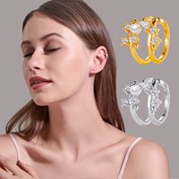 New Korean Pearl  Simple  Versatile Zircon Ear Clip Pierced Earrings Wholesale Nihaojewelry main image 1