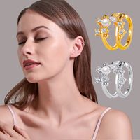 New Korean Pearl  Simple  Versatile Zircon Ear Clip Pierced Earrings Wholesale Nihaojewelry main image 2