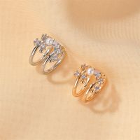 New Korean Pearl  Simple  Versatile Zircon Ear Clip Pierced Earrings Wholesale Nihaojewelry main image 3