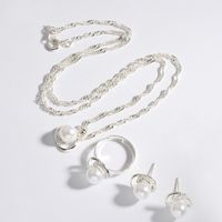 Hot Sale Wedding Party Dress Exquisite Three-piece Bridal Jewelry Alloy Pearl Necklace Set Wholesale main image 1