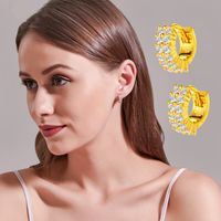 Hot Sale Retro Ring Circle Round Full Diamond Ear Buckle Gold-plated Earrings Wholesale Nihaojewelry main image 2