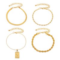Hot Sale Fashion Alloy Twist Chain Portrait Pendant Women's Four-piece Combination Bracelet main image 6