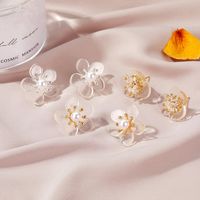 New Sweet Flower Beautiful Fairy Pearl Flower Women's Silver Needle Alloy Earrings Wholesale main image 1