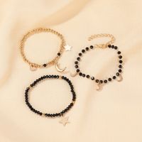 Fashion Three-piece Handmade Black Beaded Star Moon Bracelet Trend Set Jewelry Wholesale main image 4