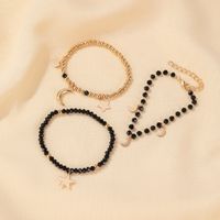 Fashion Three-piece Handmade Black Beaded Star Moon Bracelet Trend Set Jewelry Wholesale main image 5