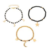 Fashion Three-piece Handmade Black Beaded Star Moon Bracelet Trend Set Jewelry Wholesale main image 6