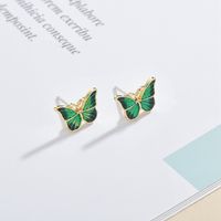 Aguja De Plata De Ley Super Fairy Verde Mariposa Tachuelas Coreano Simple Elegante Retro Estilo Hong Kong Petite Pendientes Mujer main image 6