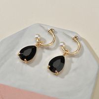 925 Silver Needle Retro Baroque Fashion Pearl Drop Black Diamond Earring Wholesale Nihaojewelry main image 1