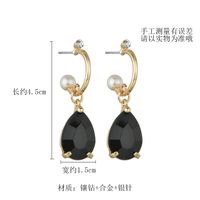 925 Argent Aiguille Rétro Baroque Mode Perle Goutte Noir Diamant Boucle D&#39;oreille En Gros Nihaojewelry main image 4