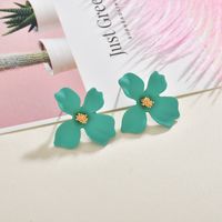 Flowers Sweet Color Petal Flower Show Face Thin Spray Paint Alloy Earrings main image 3