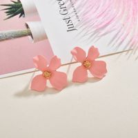 Flowers Sweet Color Petal Flower Show Face Thin Spray Paint Alloy Earrings main image 4