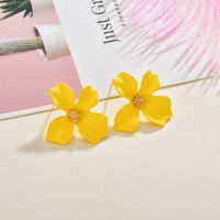 Flowers Sweet Color Petal Flower Show Face Thin Spray Paint Alloy Earrings main image 5