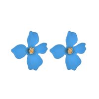 Flowers Sweet Color Petal Flower Show Face Thin Spray Paint Alloy Earrings main image 6