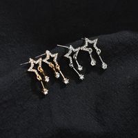 S925 Sterling Silver Diamond  Korean Five-pointed Star Zircon Crystal Fashion Earrings Wholesale Nihaojewelry main image 3
