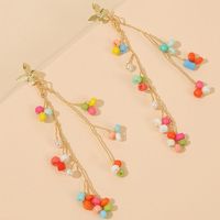 Trendy Long Tassel Leaf Handmade Rice Bead  Cute Woven Resin Earrings Jewelry Wholesale Nihaojewelry main image 3