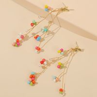 Trendy Long Tassel Leaf Handmade Rice Bead  Cute Woven Resin Earrings Jewelry Wholesale Nihaojewelry main image 4